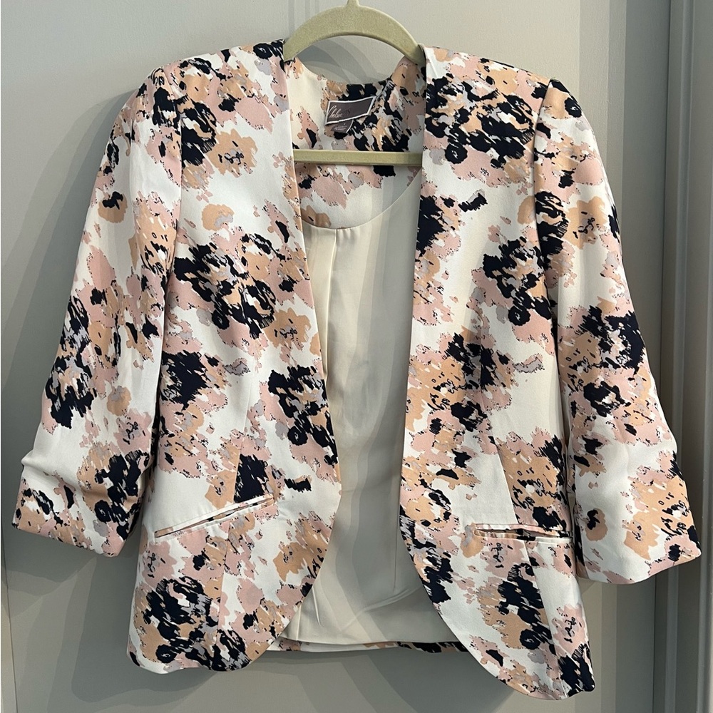 Chelsea 28 Blazer Jacket Coat Floral Flowers Pink Size S Business Professional